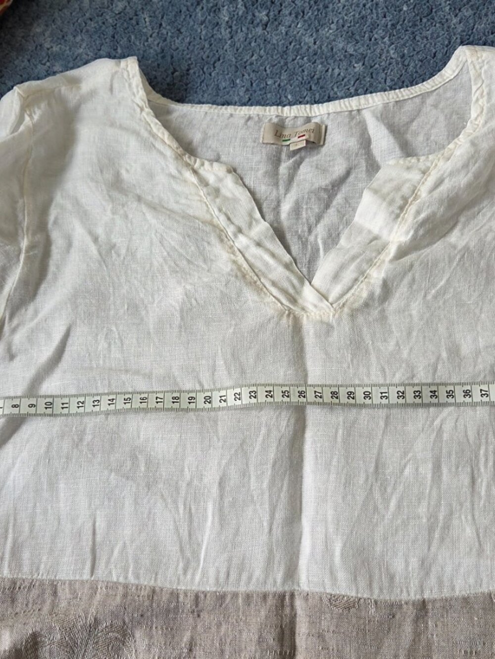 Beautiful Linen White and Beige Dress. Like New - Picture 6 of 10